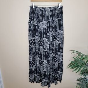 Everyday Chic Boutique | Black & Ivory Print Wide Leg Palazzo Pants Size Medium